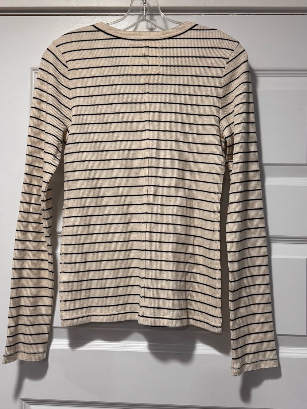 aerie Beige Striped Scoop Neck Long Sleeve Henley - Picture 6 of 13